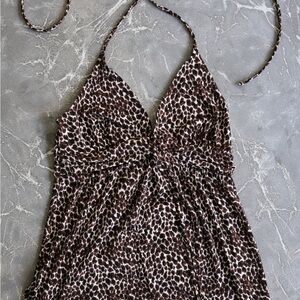 No Boundaries Leopard Print Halter Top